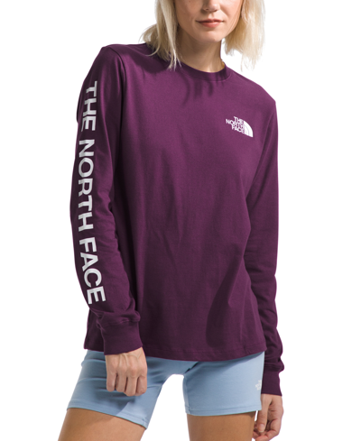 The North Face Women's Long-sleeve Graphic T-shirt In Black Currant Purple,tnf White