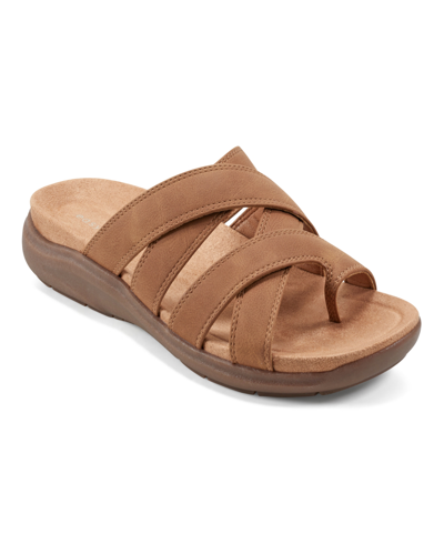 Easy Spirit Women's Westly Strappy Casual Flat Sandals In Cognac