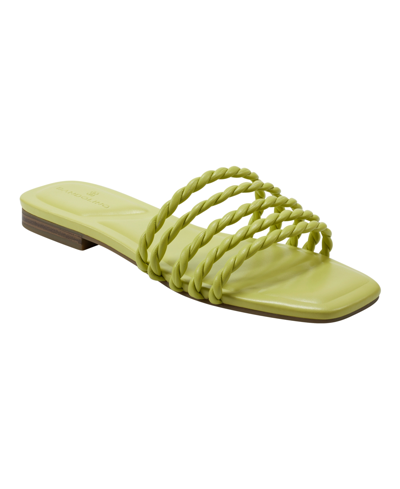 Bandolino Women's Soyou Open Toe Flat Slip On Sandals In Yellow Lime