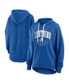 Fanatics Women's  Heather Blue Distressed Tampa Bay Lightning Lux Lounge Helmet Arch Pullover Hoodie In Heather Blue