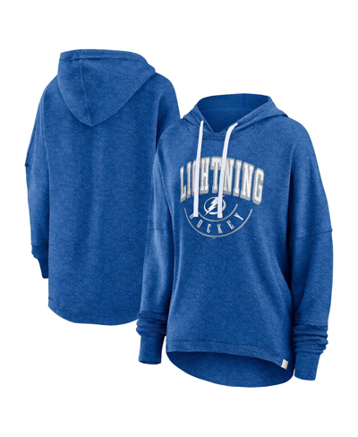 Fanatics Women's  Heather Blue Distressed Tampa Bay Lightning Lux Lounge Helmet Arch Pullover Hoodie