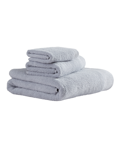 Calvin Klein Entwine Solid Cotton Terry 3-piece Towel Set In Gray Mist Blue