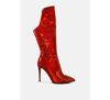 London Rag Forbidden Gold Stud Stiletto Calf Boots In Red