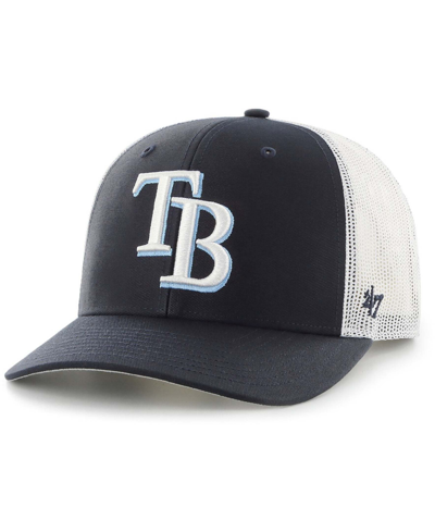 47 Brand Men's Navy, White Tampa Bay Rays Primary Logo Trucker Snapback Hat In Navy,white