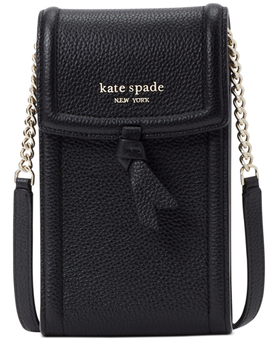 Kate Spade Knott North South Leather Phone Crossbody In Black