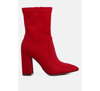London Rag Ankle Lycra Block Heeled Boots In Red