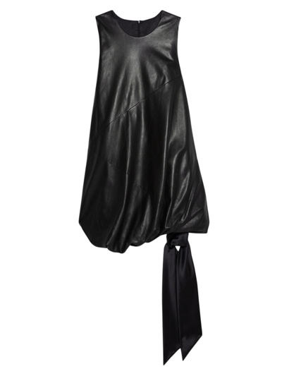 HELMUT LANG WOMEN'S LEATHER BLOUSON & TIE-HEM SLEEVELESS MINIDRESS