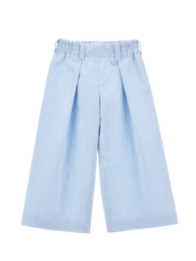 Monnalisa Kids'   Oversized Striped Fabric Trousers In White
