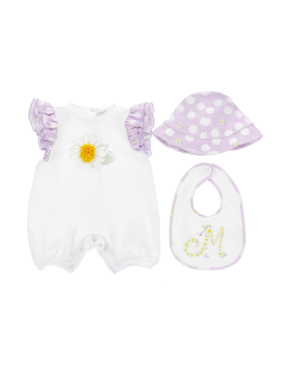 Monnalisa Kids'   Three-piece Summer Time Set In White