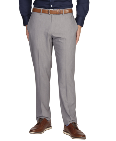 Tailorbyrd Classic Fit Flat Front Dress Pants In Grey Heather