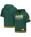 MITCHELL & NESS MEN'S MITCHELL & NESS GREEN GREEN BAY PACKERS PRE-GAME SHORT SLEEVE PULLOVER HOODIE