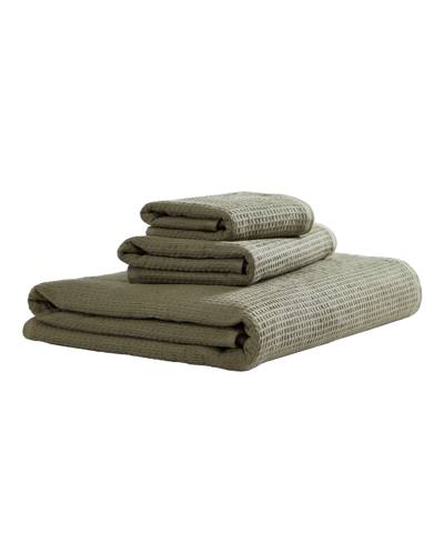 Calvin Klein Eternity Solid Cotton Terry 3-piece Towel Set In Dusty Green