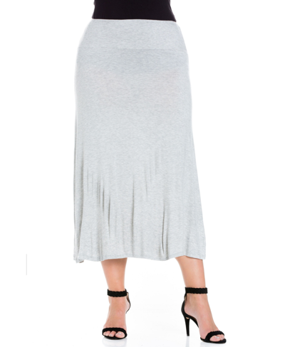 24seven Comfort Apparel Plus Size Maxi Skirt In Heather