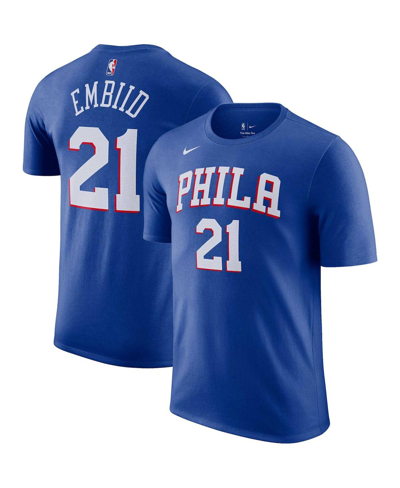 NIKE MEN'S NIKE JOEL EMBIID ROYAL PHILADELPHIA 76ERS ICON 2022/23 NAME AND NUMBER T-SHIRT