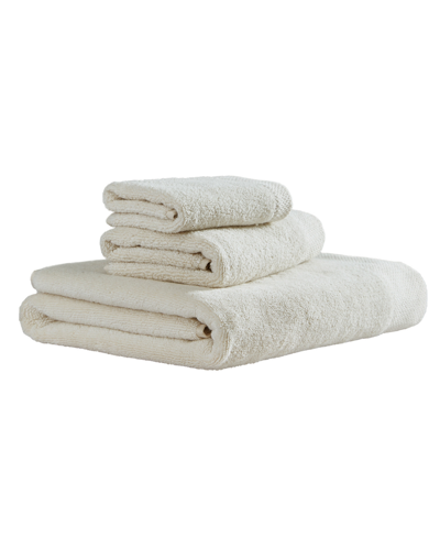 Calvin Klein Entwine Solid Cotton Terry 3-piece Towel Set In Natural Beige