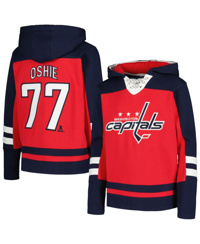 OUTERSTUFF YOUTH TJ OSHIE RED WASHINGTON CAPITALS AGELESS MUST-HAVE V-NECK NAME AND NUMBER PULLOVER HOODIE
