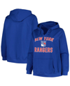 PROFILE WOMEN'S PROFILE BLUE NEW YORK RANGERS PLUS SIZE ARCH OVER LOGO PULLOVER HOODIE