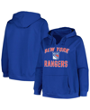 Profile Blue New York Rangers Plus Size Arch Over Logo Pullover Hoodie In Blue