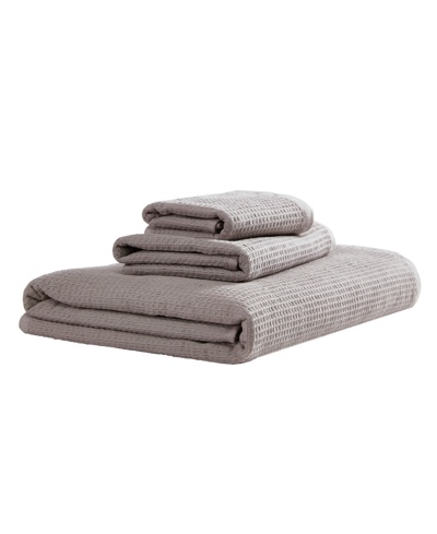 Calvin Klein Eternity Solid Cotton Terry 3-piece Towel Set In Muted Lavender Purple