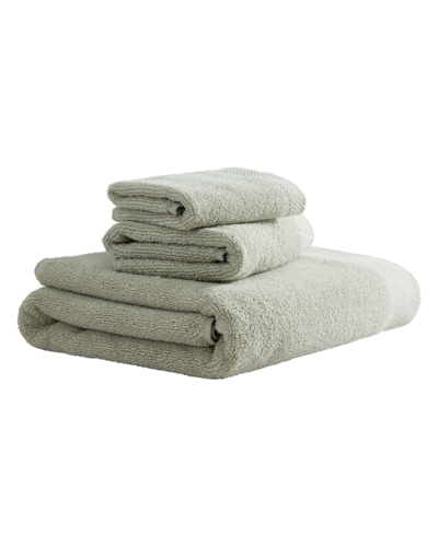 Calvin Klein Entwine Solid Cotton Terry 3-piece Towel Set In Aloe Green