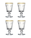 LA ROCHERE GOLD RIMMED NAPOLEON BEE 9 OZ. WINE GLASS, SET OF 4