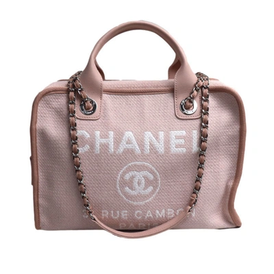 Pre-owned Chanel Deauville Pink Canvas Shoulder Bag ()