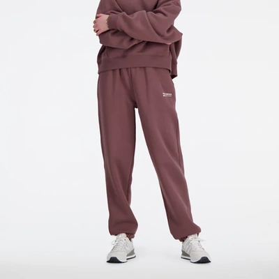 New Balance Women's Linear Heritage Brushed Back Fleece Sweatpant In Brown