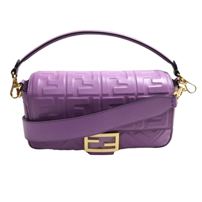 Fendi Baguette Purple Leather Shoulder Bag ()