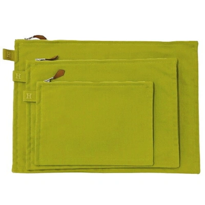 Hermes Hermès Bora Bora Green Cotton Clutch Bag ()