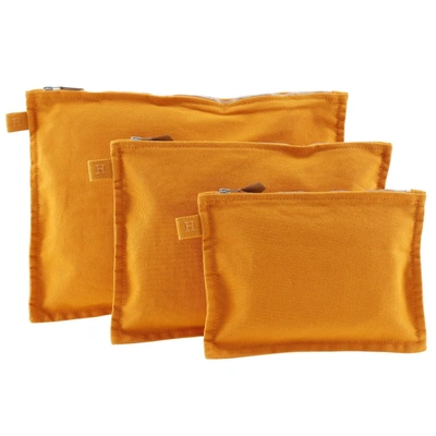 Hermes Hermès Orange Cotton Clutch Bag ()