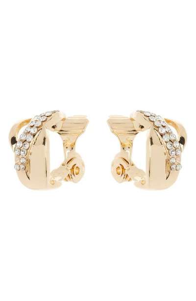 Anne Klein Crystal Pavé Layered Clip Earrings In Gold/ Crystal