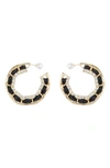 Tasha Crystal Ribbon Hoop Earrings In Gold/ Black