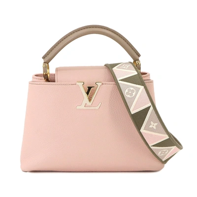 Pre-owned Louis Vuitton Capucines Pink Leather Shoulder Bag ()
