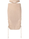 Andreädamo Andreādamo Cut-out Ribbed Midi Skirt In Beige
