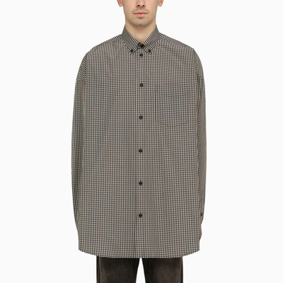 Balenciaga Black And White Checked Oversize Shirt With Logo