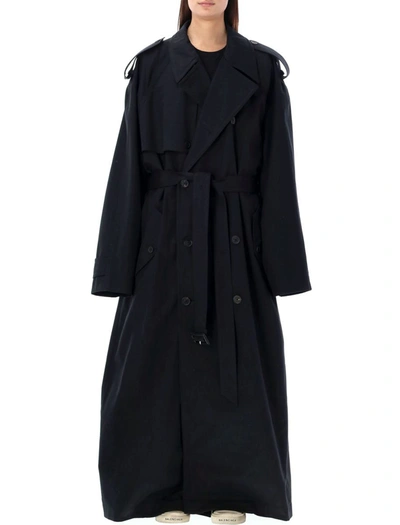 Balenciaga Oversize Trench Coat In Black