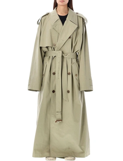 Balenciaga Oversize Trench Coat In Military Beige