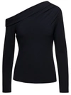 THEORY BLACK OFF-SHOULDER FITTED TOP IN VISCOSE BLEND WOMAN