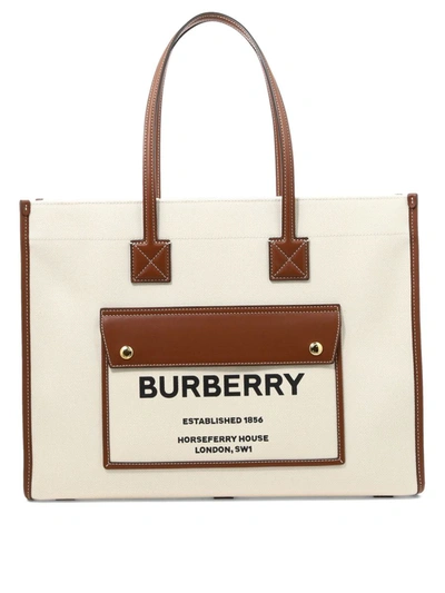 Burberry "medium Freya" Tote Bag In Beige
