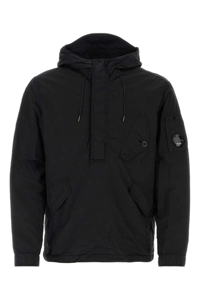 C.p. Company Drawstring Hooded Jacket In Black