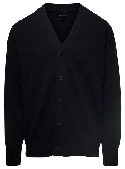 Roberto Collina V-neck Merino-cashmere-blend Cardigan In Black