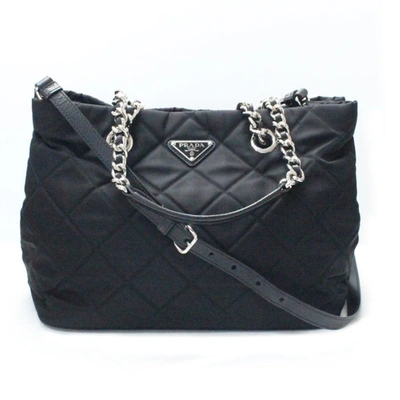 Prada Cabas Leather Tote Bag () In Black