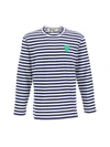 Comme Des Garçons Play Striped Cotton Jersey T-shirt In Navy White