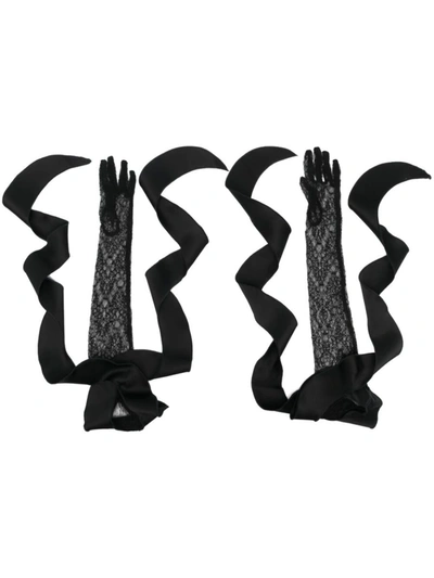 David Koma Ruffle Lace Gloves In Black