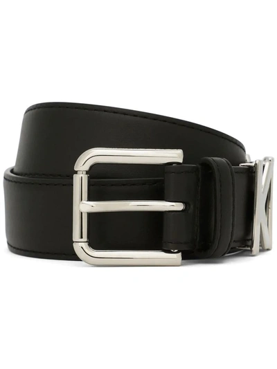 Dolce & Gabbana Logo Leather Belt In Black