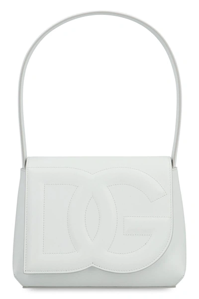 Dolce & Gabbana Dg Logo Leather Shoulder Bag In White
