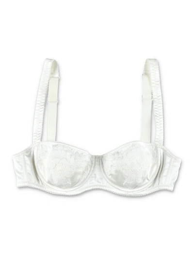 Dolce and Gabbana White Rib Knit Balconnet Bra Dolce & Gabbana