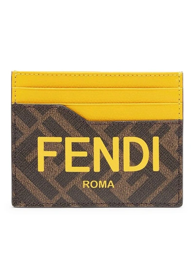 Fendi Credit Card Case In Yellow & Orange