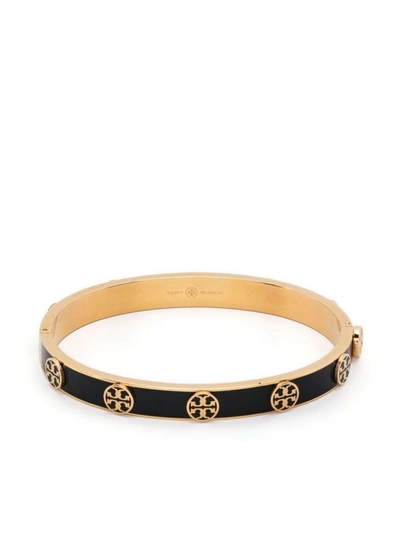 TORY BURCH GOLD-COLORED STEEL BRACELET WITH LOGO WOMAN