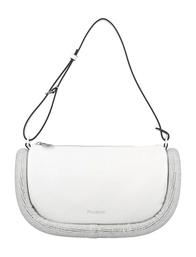 Jw Anderson Bumper-15 - Leather Shoulder Bag With Crystal In White